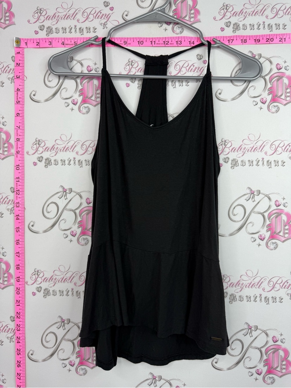 Hollister Black Racerback Peplum Tank Top
